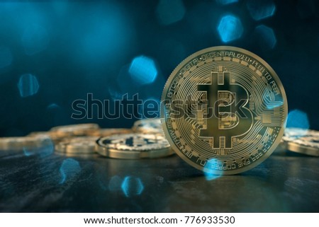 A 3D rendering from a crypto currency with bluish lens flares