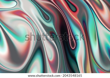 3d rendering Curve Dynamic Fluid Liquid Wallpaper. Light Pastel Cold Color Colorful Swirl Gradient Mesh. Bright Pink Vivid Vibrant Smooth Surface. Blurred Water Multicolor Neon Sky Gradient Background