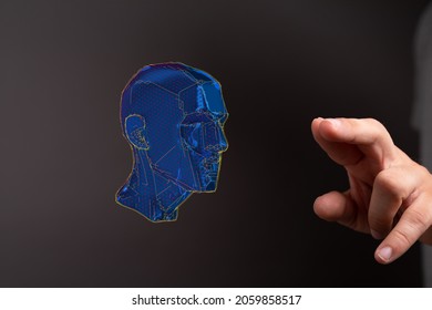 A 3D rendering of a digital human head floating beside a hand-brain network and digital IQ concept - Powered by Shutterstock - Get 15% off with code: PIKWIZARD15