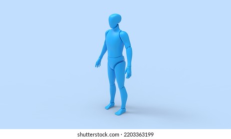 3D Rendering Of A Dummy Robot Man Person Model Blank Template Isolated In Studio Background. 3D Computer Generated Person Posing Multiple Views Side Front Back.