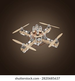 3d rendering of exploded view mechanical parts assembly with screws and bolts