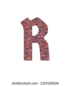 3D rendering Font Stone old english brick Germania front capital R