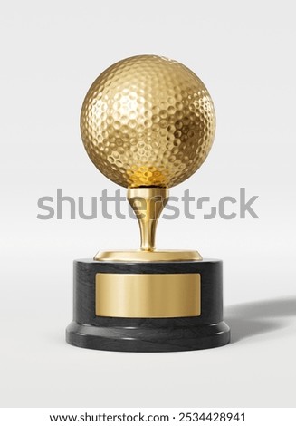 3d rendering, golf ball, Trophy isolated, white background