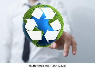 3d Rendering Of Green Recycle Icon