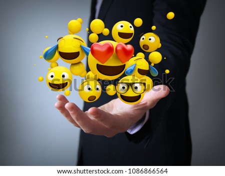 3d rendering of a group of emoticons