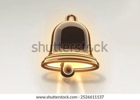 A 3D rendering illustration of a bell reminder notification alert