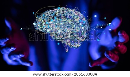 A 3D rendering of an intelligence brain ai digital artificial intelligence