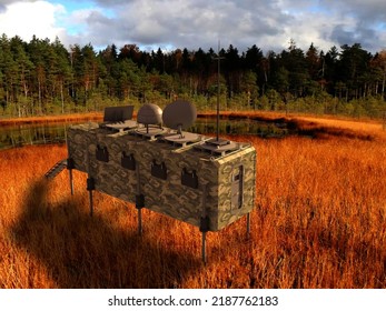 3D rendering Military modular mobile base - bunker - Shutterstock ID 2187762183