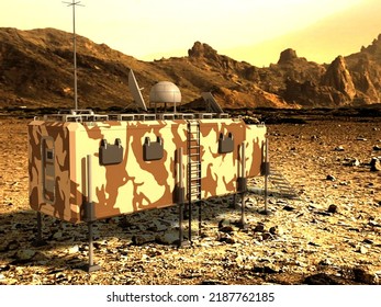 3D rendering Military modular mobile base - bunker - Shutterstock ID 2187762185