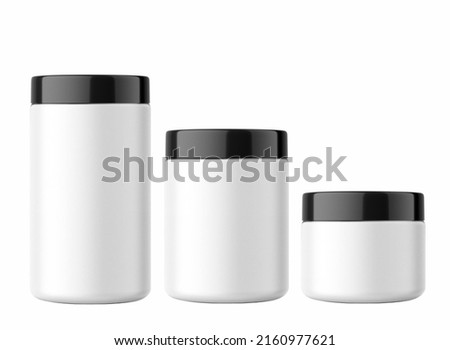 3D rendering Mock up plastic jar with screw cap, Packaging template on white background