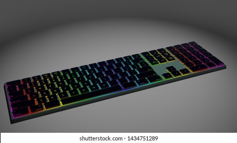 3D Rendering Of The Modern RGB Blacklight Keyboard