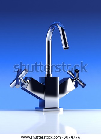 Similar – Image, Stock Photo Steel faucet with knobs at kitchen sink