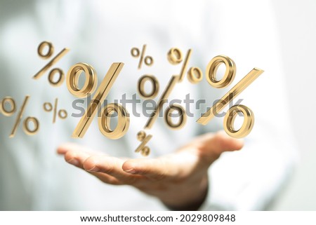 A 3d rendering of Percent signs and symbols in hands