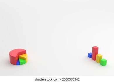 3D rendering pie chart and bar chart isolated on white background. Background for presentation.