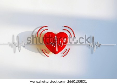 3D rendering of a red heart with an electrocardiogram, illustrating medical diagnostics, wellness, and healthcare themes. Perfect for healthcare campaigns, fitness content, heart disease awareness.