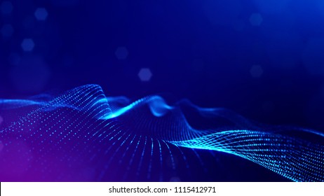 3d rendering, science fiction background of glowing particles with depth of field and bokeh. Particles form line and surface grid. microcosm or space. Blue V12 - Powered by Shutterstock - Get 15% off with code: PIKWIZARD15
