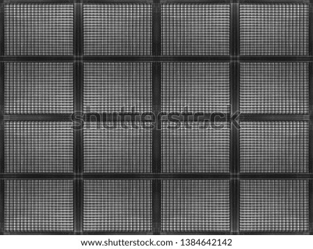 3d rendering. seamless dark metal sqaure grid pattern wall design background.