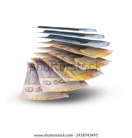 3D rendering of Stacks of Angolan Money Kwanzas Notes
