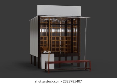 3D rendering of a stall isolated on white background