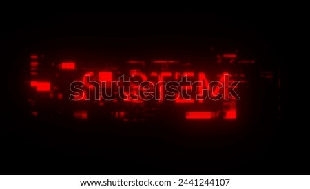 3D rendering system text with screen effects of technological failures. Spectacular screen glitch with various kinds of interference