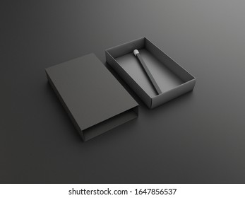 3d rendering of top view matchbox on dark background