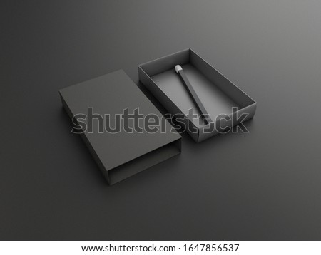 3d rendering of top view matchbox on dark background