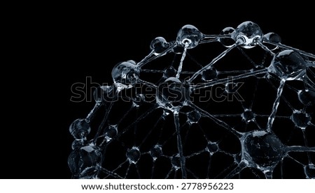 A 3d rendering of transparent molecular structure against black background, showcasing intricate connections