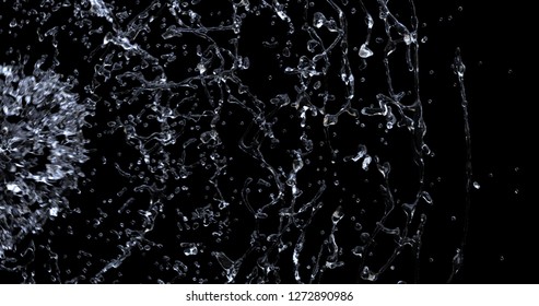 3D rendering, Water splash explode from center around itself. hight resulotion for element
