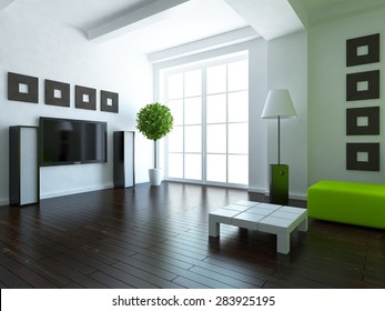 3d rendering of a white living room - Shutterstock ID 283925195
