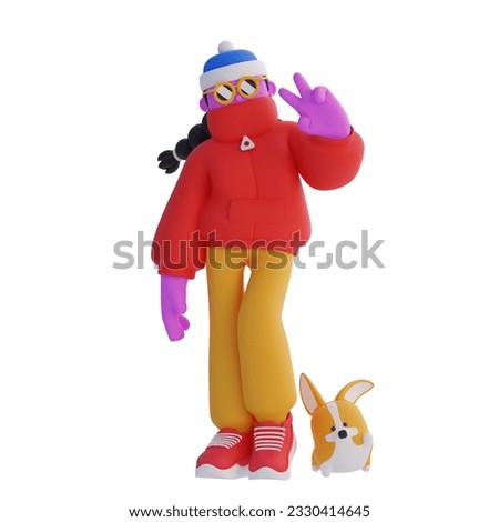 3D Rendering Woman showing peace sign