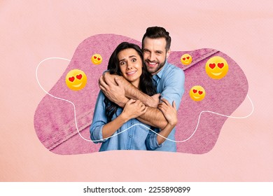 3d retro abstract creative collage artwork template funny funky cuddling having fun 14 february isolated painting background