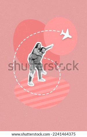 3d retro abstract creative collage artwork of happy funny lady guy having fun celebrating 14 february isolated painting background