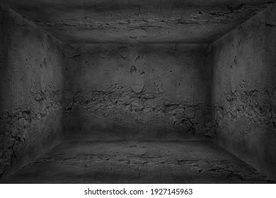 3d Room Vintage Concrete, Abstract Background Empty Ruined Room Perspective Wall Floor Corner