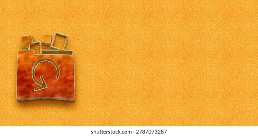 3D silver folder icon with data recovery backup arrow and flying elements