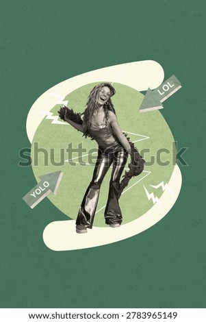 3d sketch image vertical collage of happy girl guy stand arrow lol yolo cyberbully pressure social media abuse stress tension.
