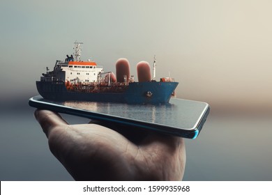 3D Smartphone Pop Out Effect which contains a ship on Danube River. Digital art.