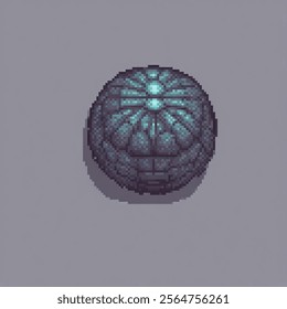 3D sphere with blue light effect in pixel art style