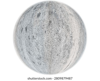 3D Sphere with Grey Concrete Texture Isolated on White Background Realistic Rough Cement Surface Material for Architecture and Interior Design. 