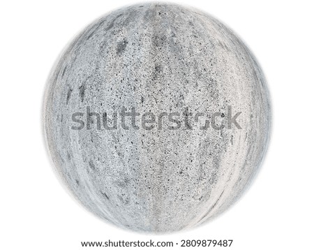 3D Sphere with Grey Concrete Texture Isolated on White Background Realistic Rough Cement Surface Material for Architecture and Interior Design. 