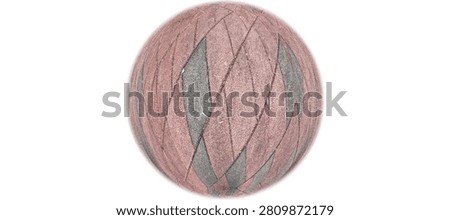 3D Sphere with Red Interlocking Concrete Pavement Texture Isolated on White Background Realistic Architectural Surface Material Design Element. 