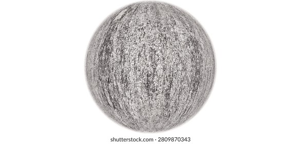 3D Sphere Texture Map of Rough Grey Granite Stone Surface Isolated on White Background for Interior Material Architecture Design Rendering. 