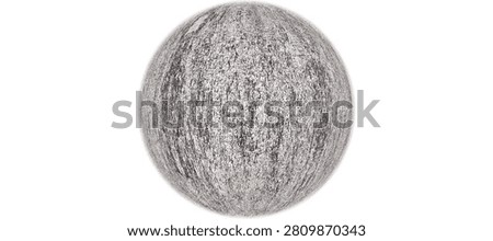 3D Sphere Texture Map of Rough Grey Granite Stone Surface Isolated on White Background for Interior Material Architecture Design Rendering. 