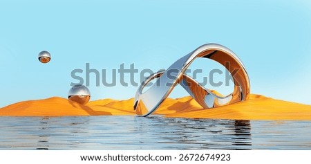 3D summer desert mountain range ocean surreal texture scene