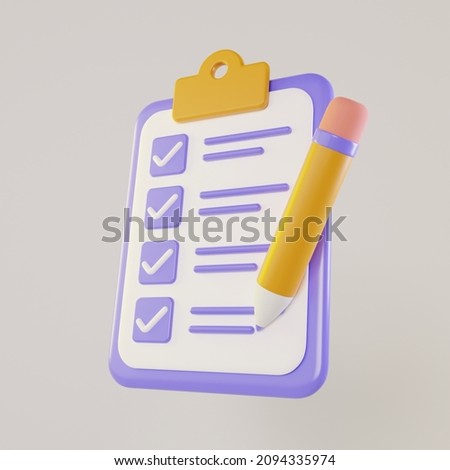 3d survey with check mark on clipboard