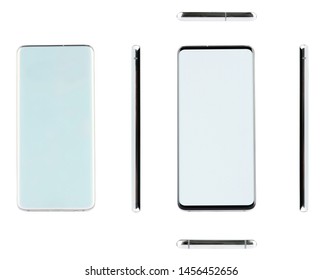 3d Views Of Generic White Smartphone Isolated On Studio Background