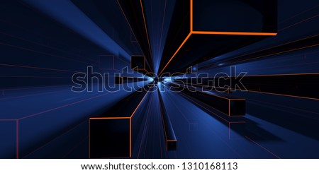 
3d volume in which endless cubes, movement
