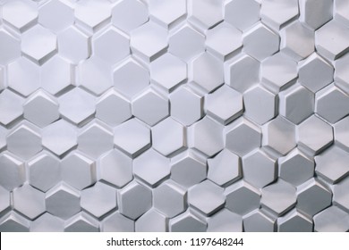 3D Wall Or Floor Geometry Background Natural Daylight.Concrete Geometric Modules. Seamless Texture For Wall Or Floor Print.