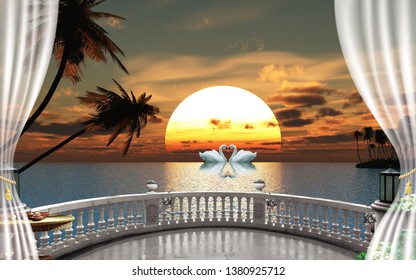 3d wallpaper design waterfall and sea , lake - Shutterstock ID 1380925712