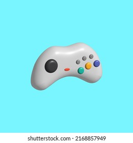 3d white gamepad, joystick controller, entertainment gameplay symbol. 3d render illustration - Shutterstock ID 2168857949