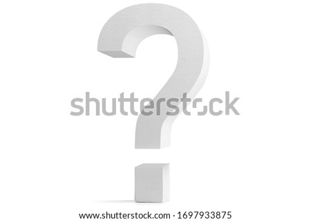 3D white question mark isolated on white background